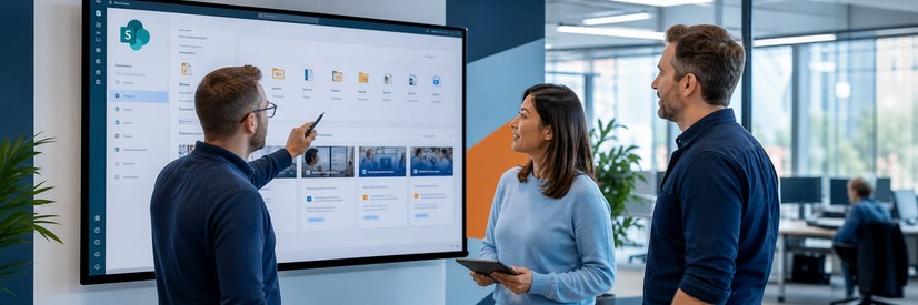 IT-Team plant gemeinsam eine SharePoint-Lösung für Zusammenarbeit und Dokumentenmanagement