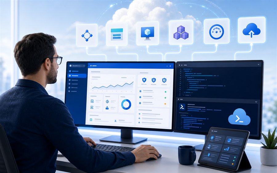 Kursbild Azure Administrator mit Azure Portal, PowerShell, Cloud Shell und Cloud-Infrastruktur